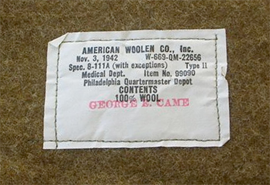 Item No 99090 - Blanket, Olive Drab manufactured by American Woolen Co., Inc.