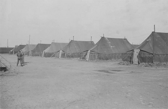 Squad Tents pitched at Camp Twenty Grand, Henouville / Duclair, France.
