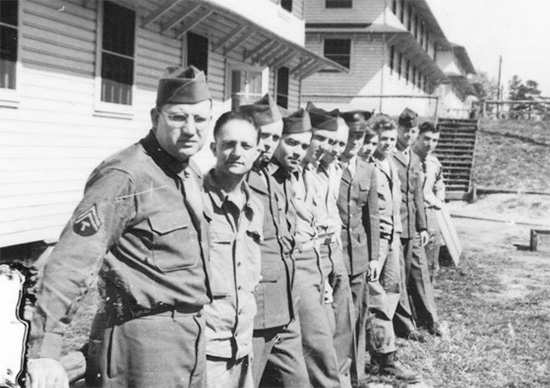 Personnel of the 48th Field Hospital in front of one the barracks at Fort Jackson, Columbia, South Carolina.