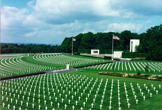 Partial aerial view of the Luxembourg American Cemetery.