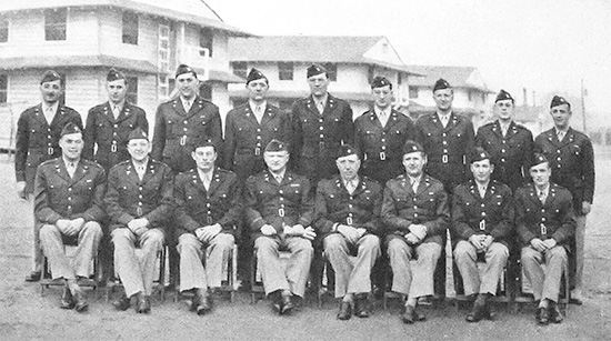 Group of Officers pertaining to the Surgical Service Group of the 15th General Hospital (Chief of Service; Major Henry A. Brodkin, MC). Photo taken at Fort Dix, Wrightstown, New Jersey, Zone of Interior. 