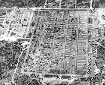 Aerial view of Jedediah H. Baxter General Hospital, Spokane, Washington, in the 1940s. During their stay, many Officers and Enlisted personnel of the 82d General Hospital were on duty at the different medical facilities to learn and acquire more medical skills. 