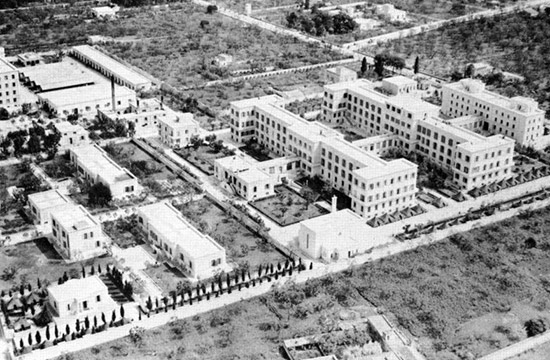 Aerial viewing showing the Ospedale Militare Lorenzo Bonomo, the last 'home' of the 45th General Hospital in the MTO.