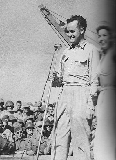 Comedian Bob Hope (USO) visiting US Forces stationed in North Africa.   