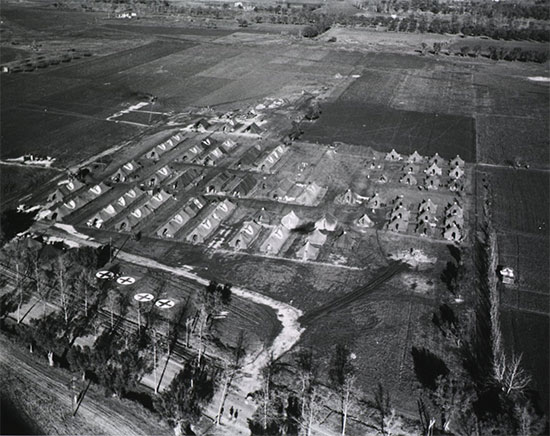 Aerial view of 95th Evacuation Hospital, Capua area, Italy