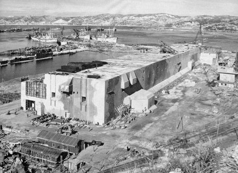 September 1944. Partial view of the enormous U-Boat installations at the Port of Marseille, Southern France, following Allied bombing. 