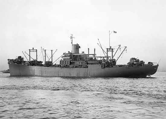 General view of USS Fayette (APA-43). Photograph taken on 21 October 1943.