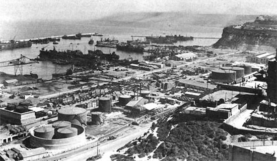 Partial view of Oran harbor, Algeria, North Africa in April 1943.