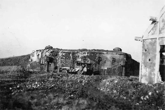 4th Convalescent Hospital Headquarters jeep near a German casemate, somewhere in Germany, around spring of 1945. 