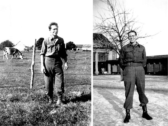 Left: Picture of Private Francis Felke, taken during the Hospital’s stay in Maastricht Holland, early October 1944. Right: Picture of Sergeant Ralph K. Sellers, in Maastricht, Holland, during winter.