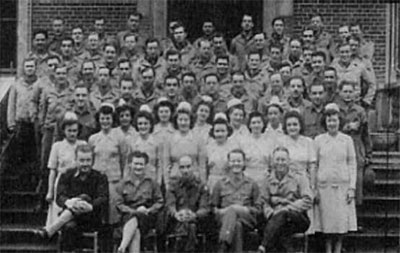 Group picture of Detachment “A”, 50th Field Hospital, somewhere in Leicestershire, England. 