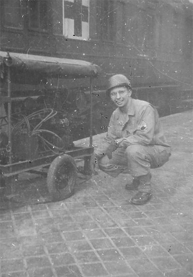 Photograph illustrating Staff Sergeant Richard O. Liptock, Gare St. Lazare, Paris, France, February 1945. Courtesy Van P. Keele.