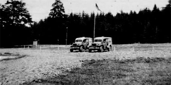  Picture illustrating two 3/4-ton WC-54 ambulances at the parking lot of the 4th Convalescent Hospital’s medical facility locateted at Neercanne, near Maastricht, Holland. Picture taken in October of 1944.