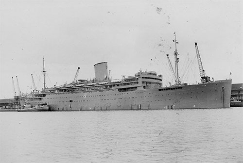 Picture illustrating the USS Brazil one of the ships traveling with the convoy that carried the 603d QM GR Co to the United Kingdom.