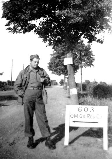 Main road passing near the Henri-Chapelle Cemetery and the 603d QM GR Co Headquarters, leading toward the German border.  