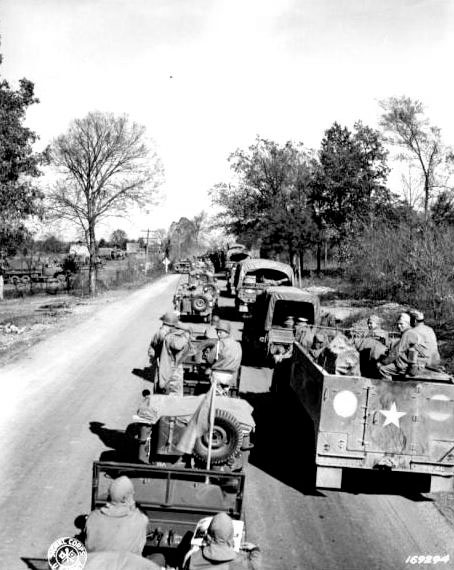 Military convoy during the 1942 Second United States Army Tennessee Maneuvers.