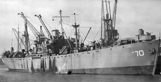 Illustration of USS Crater, the Troop Transport that carried elements of the 24th Field Hospital from New Georgia to Guadalcanal March 7-8, 1944. 