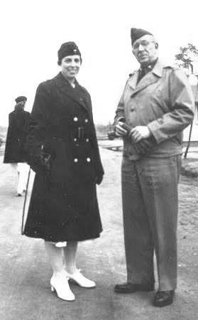 Photograph of Chief Nurse,  First Lieutenant Lucille S. Spalding, ANC, and Commanding Officer, Lieutenant Colonel Lee D. Cady, MC, 21st General Hospital, while training at Fort Benning, Columbus, Georgia, in February 1942.