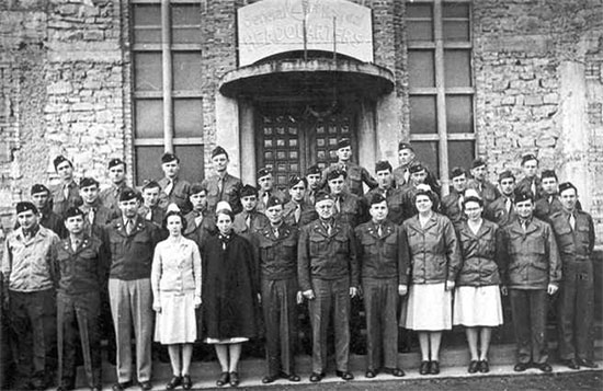 Main Headquarters staff of the 21st General Hospital, Mirecourt, France, April 12, 1945.