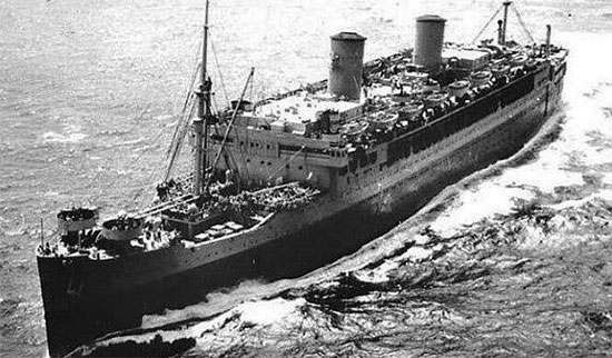 Photograph illustrating the S/S Mariposa, the troopship that carried the 21st General Hospital overseas, from the Zone of Interior to the United Kingdom. She left New Yorl P/E October 20, 1942.