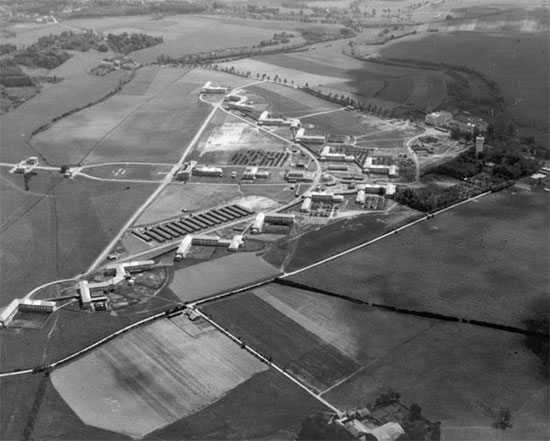 Aerial view of Mirecourt, France (Hôpital Psychiatrique de Ravenel), where the 21st General Hospital was established from October 21, 1944 to September 12, 1945.