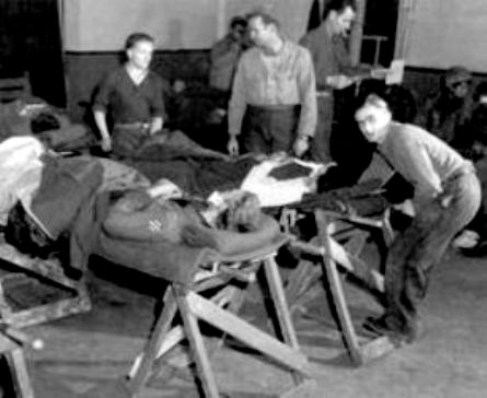 Partial view of the post-operative ward of the 10th Field Hospital, somewhere in France or Germany early 1945.