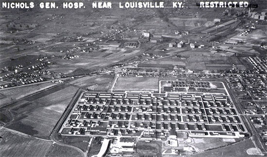 Aerial view of Henry J. Nichols General Hospital, Louisville, Kentucky, where the 25th General Hospital was officially activated June 10, 1943.