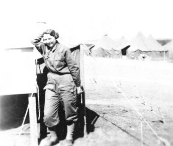 Picture illustrating Captain Hattie E. Pugh, Principal Chief Nurse, 25th General Hospital, during the organization’s stay at Stockbridge, England, January-March 1944.