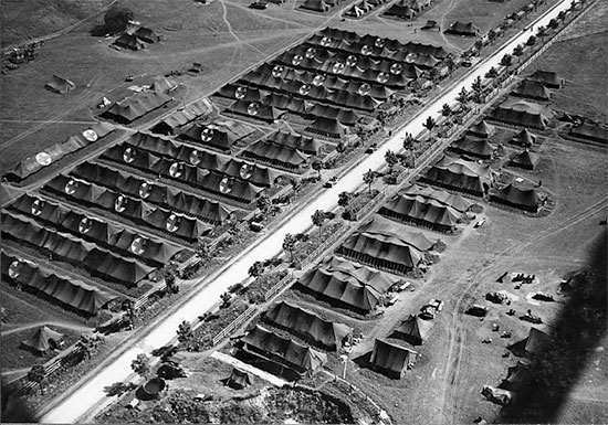 Aerial view of the 27th Evacuation Hospital installations at Starnberg, Germany, where the hospital operated from May 8 until June 10, 1945. Courtesy UIC