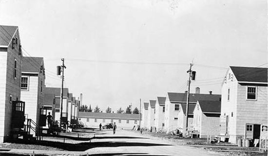 Exterior view of barrack buildings at Camp Grant, Illinois, where the 101st General Hospital was activated.