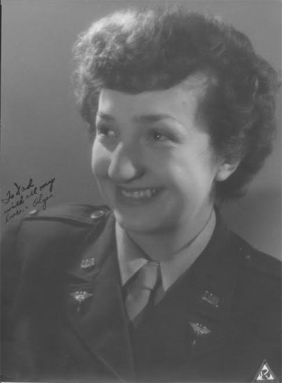 Studio portrait of Second Lieutenant Olga A. Petza who served with the 101st General Hospital from activation in December 1943 until the end of the war.  Courtesy of Richard Rell.