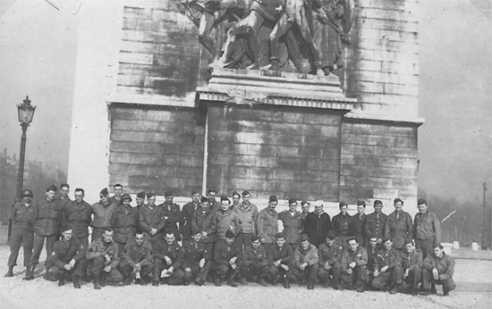 Group photograph showing personnel of the 623d Medical Clearing Company during a visit to Paris. 