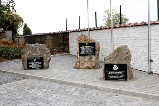 Photo illustrating a special monument in Liège, Belgium, dedicated to the 298th General Hospital, unveiled on 21 September 2012 during an official ceremony.