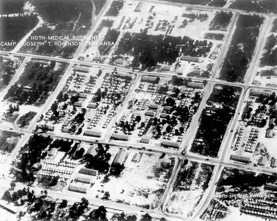 Partial aerial view of Camp Joseph T. Robinson, Little Rock, Arkansas, where the 298th General Hospital was activated. 