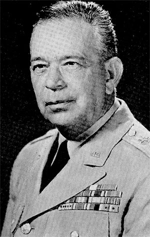 Portrait of Brigadier General George W. Rice, Eighth United States Army Surgeon (appointed September 1944). In August 1945, he arranged after conferring with Officers at General Headquarters and Headquarters US Army Forces, Western Pacific (USAFWESPAC), for Hospital Ships, medical supplies and equipment, to be made available for evacuating Allied PWs and civilian internees from Japan.