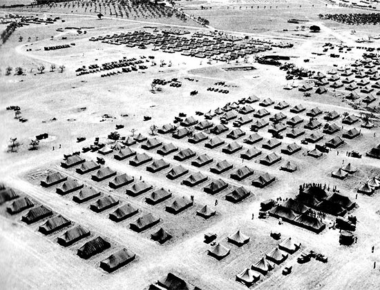 Aerial view illustrating the Calas Staging and Redeployment Area, near Marseille, Southern France. The 189th General Hospital staged here until departing the Port of Marseille for the Zone of Interior 31 October 1945 (we know the Officers left on board the SS Felix M. Grundy, but unfortunately ignore what happened to the ANC Officers and the Enlisted personnel).