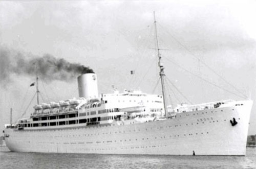 Picture illustrating HMT “Andes” (still in civilian guise), which carried the 60th Field Hospital overseas and to the United Kingdom where she arrived May 17, 1944.