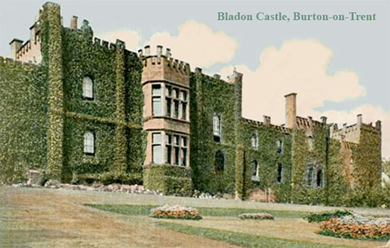 Vintage postcard illustrating “Bladon Castle”, Burton-on-Trent, Staffordshire, England.