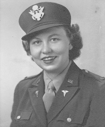 Studio portrait of First Lieutenant Frances Cardozo Jones, R-676, 50th General Hospital.